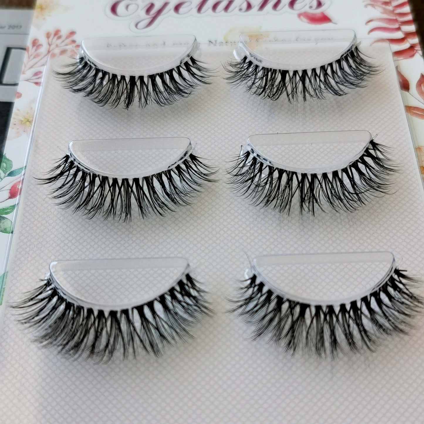 3Pairs Mink Lashes 3D Mink Eyelashes Invisible Band Natural Black Mink False Eyelash Full Strip cilios posticos Reusable
