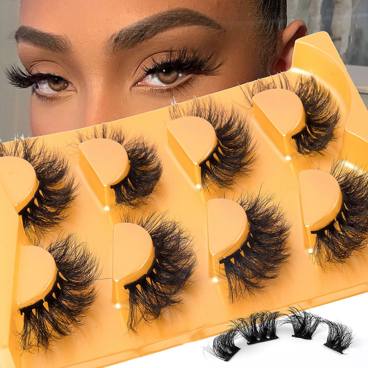 Volume Strip Lashes Natural D Curl Faux Mink Lashes Long Fluffy Soft Wispy Eye Lashes Reusable Eyelashes Extension