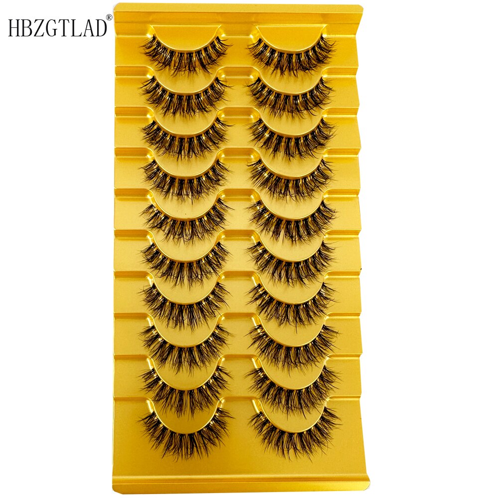 Manga Lashes 10 Pairs 3D Clear Band Lashes Natural Look Wispy Mink Eyelashes short Fluffy Cat Eye Lashes Pack Fake Eyelashes