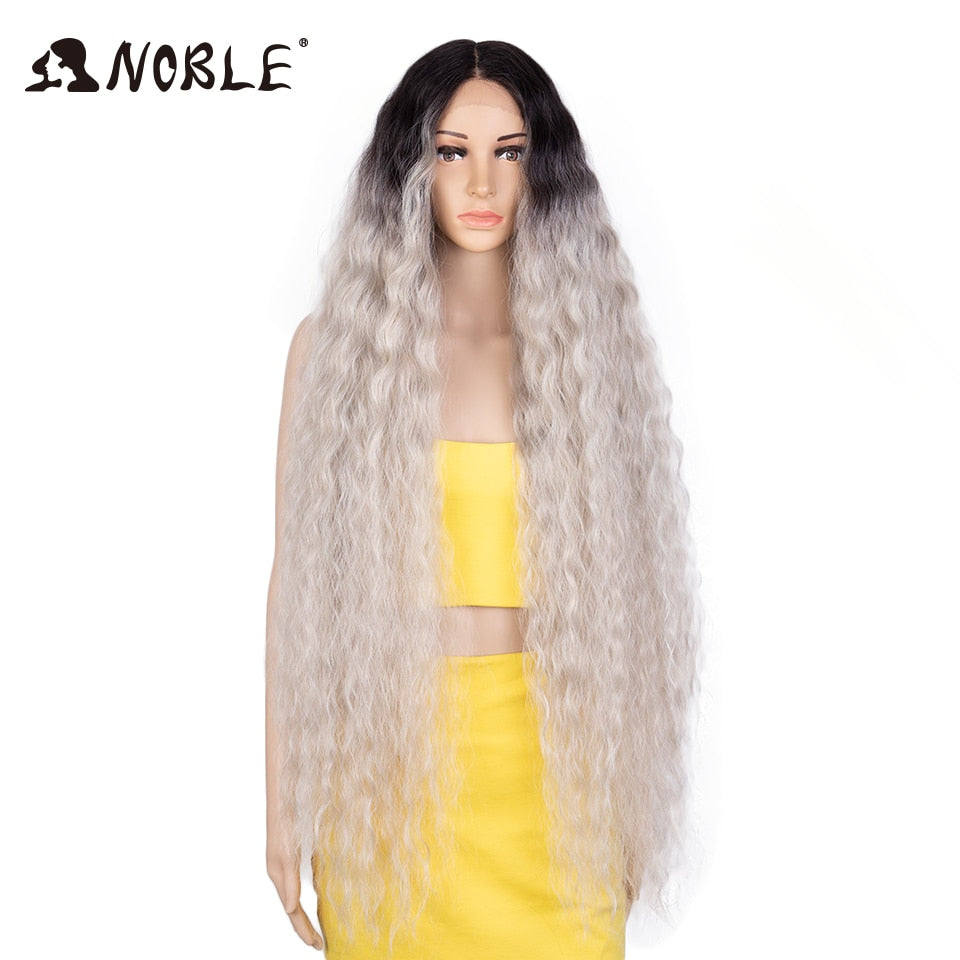 Cosplay Wig Synthetic Lace Part Wig Long Curly 42 Inch Cosplay Wig Blonde Ombre Lace Wig Synthetic Lace Wig