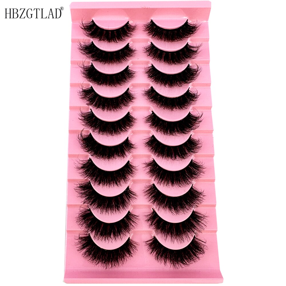 10Pairs Natural 5D Mink Eyelashes Handmade Soft Long False Eyelash Thick Winged Cat Eye Fake Lashes