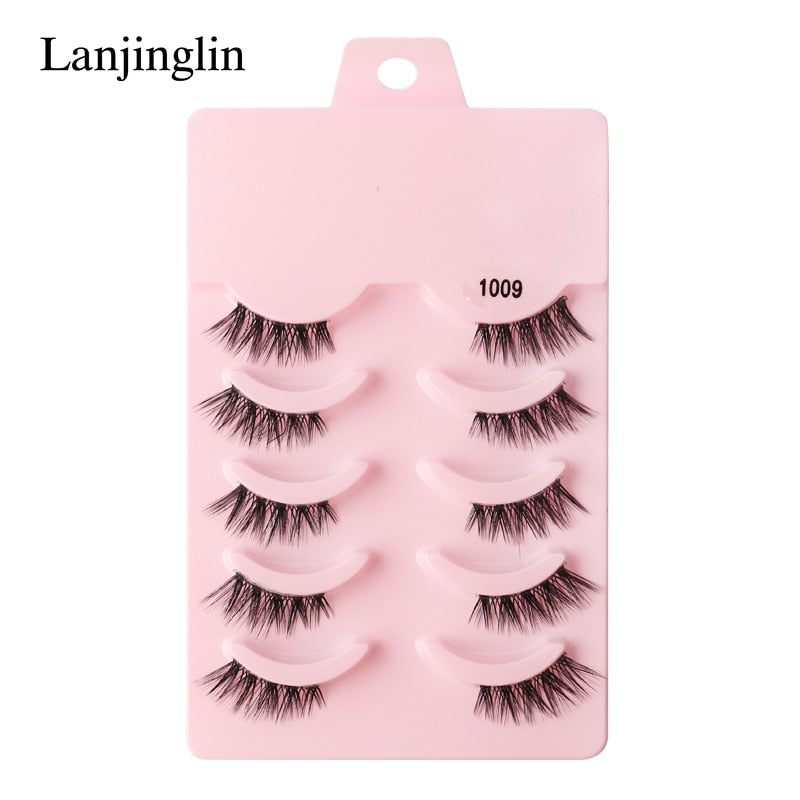 Half Eey Lashes 3/5/10 Pairs Faux Mink Lashes Natural False Eyelashes Wispy Fluffy Eyelash Extension
