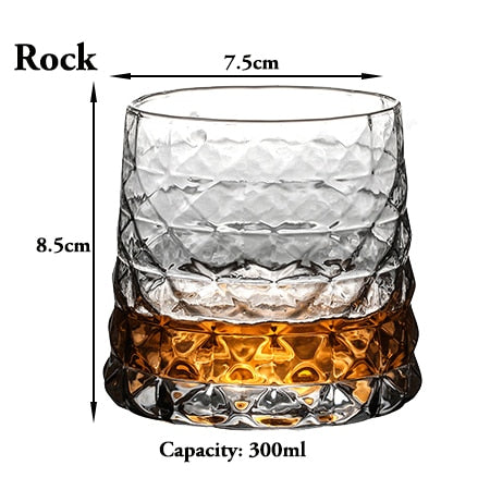 1PCS Whiskey Glass Old Fashioned Rocks Glasses Tumblers Glassware for Cocktail Scotch Bourbon Gin Vodka Brandy