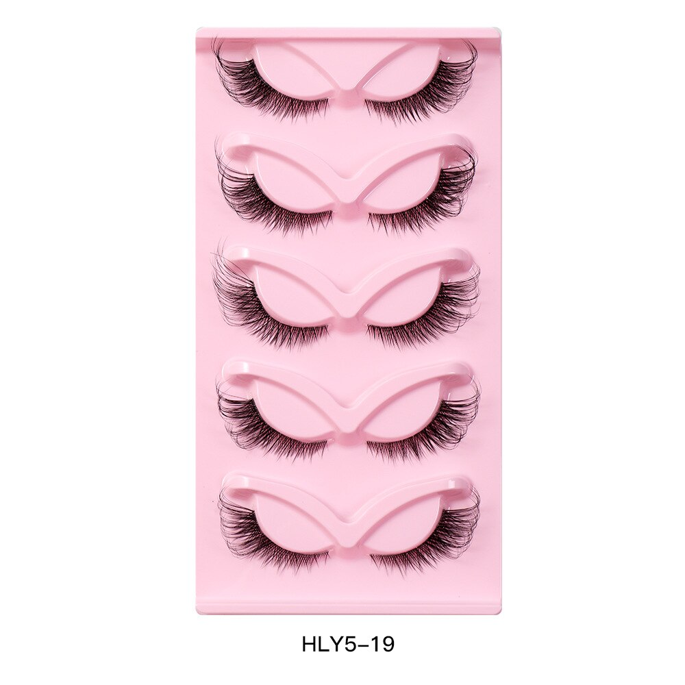 5Pairs Lashes Manga Lashes 3D Clear Band Lashes Natural Look Wispy Mink Eyelashes Fluffy Cat Eye Lashes individual Eyelashes