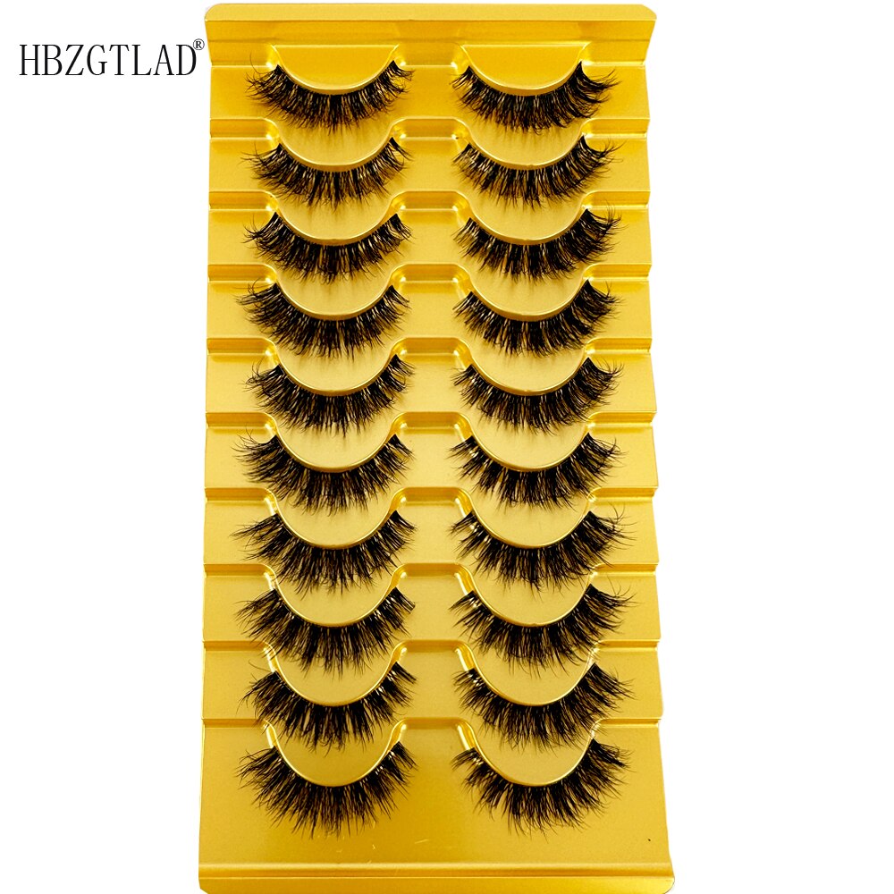 Manga Lashes 10 Pairs 3D Clear Band Lashes Natural Look Wispy Mink Eyelashes short Fluffy Cat Eye Lashes Pack Fake Eyelashes
