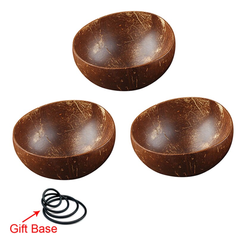12-15cm Natural Coconut Bowl set wooden Salad Ramen bowl Coconut Wood Spoon Set coco smoothie Kitchen tableware Coconut bowl