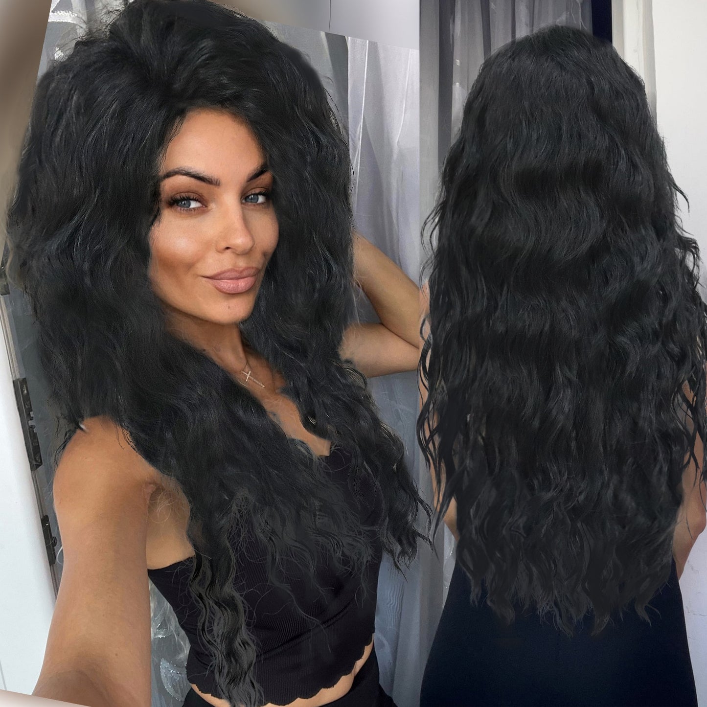 Ash Blonde Wig Synthetic Long Curly Hair Wigs for Women Fluffy Ombre Hairstyle Wave Wig Costume Carnival Party Regular Curly Wig