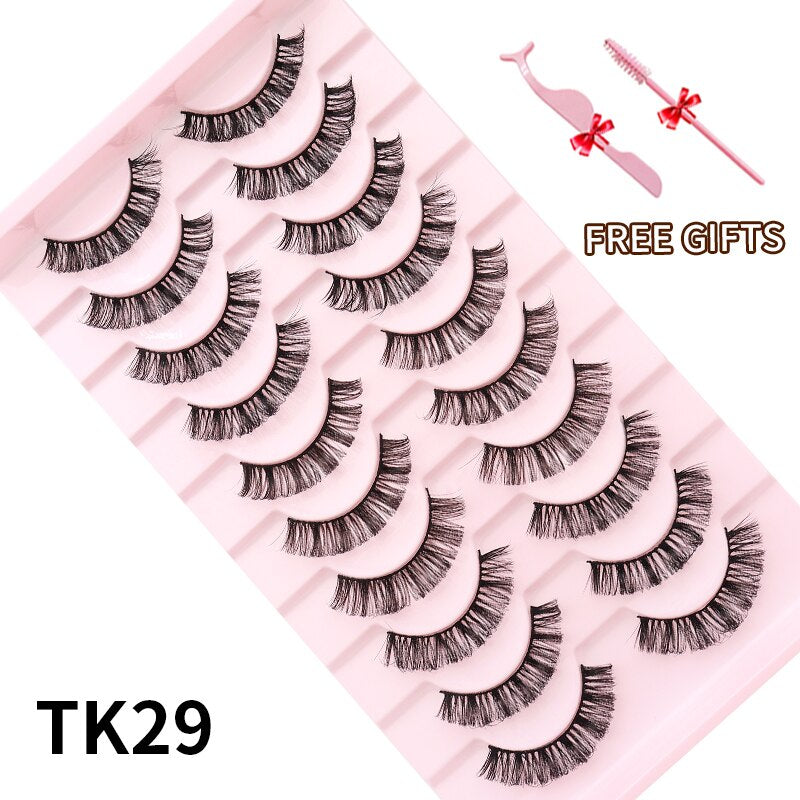 3D Mink Eyelashes Russian False Eyelashes DD Curl 10-23mm Reusable Fluffy False Eyelashes Extensions Mink Lashes