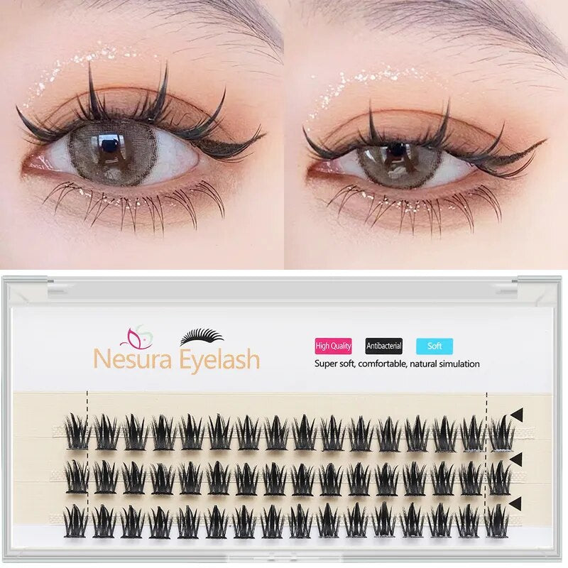 Manga Lashes 3 Rows 3D Faux Mink Lashes Natural False Eyelashes Anime Lashes Soft Light Natural Eyelashes Extension