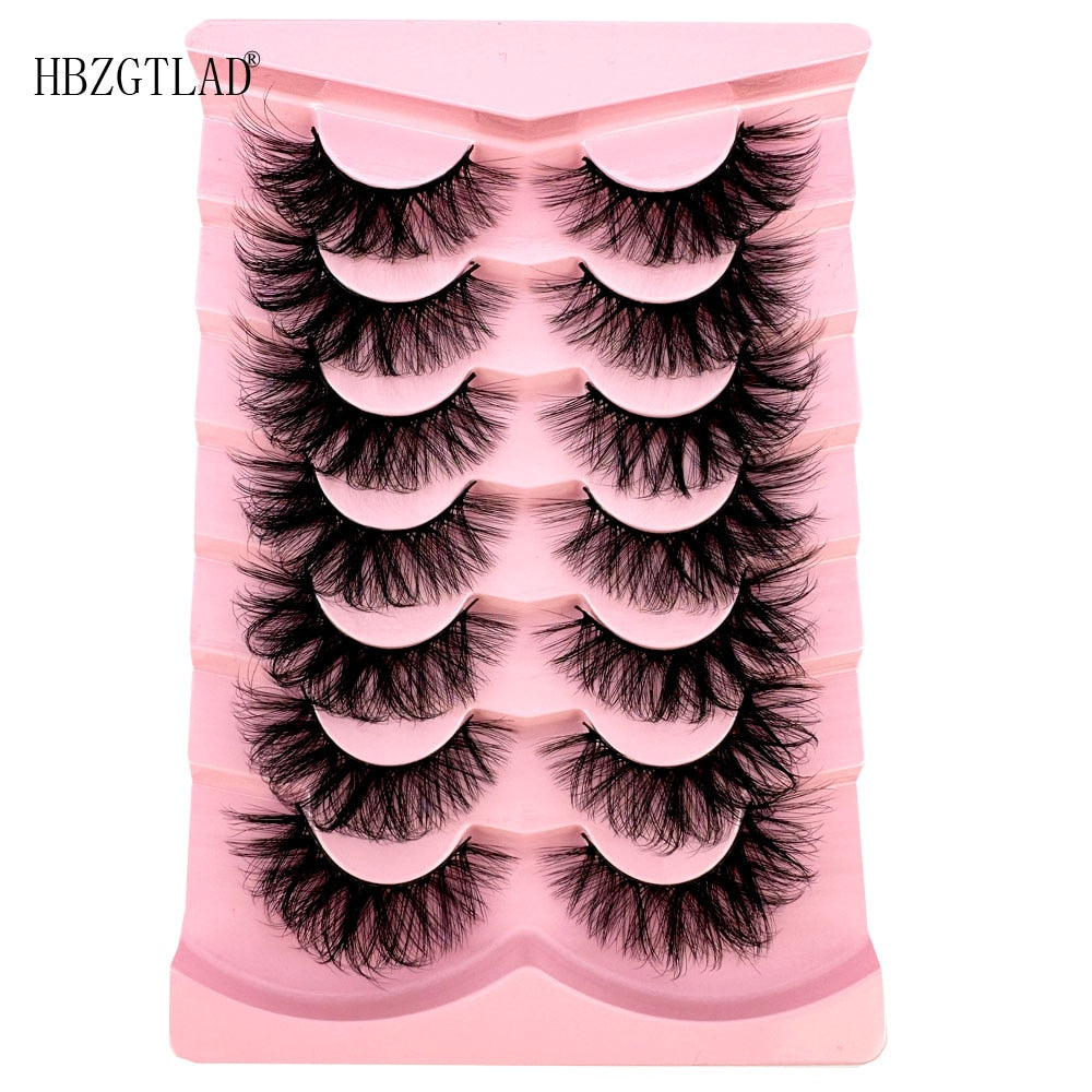 Cat Eye Fluffy lashes Faux Mink Eyelashes Long 7 Pairs Fluffy Mink Lashes Dramatic Volume lashes Extension