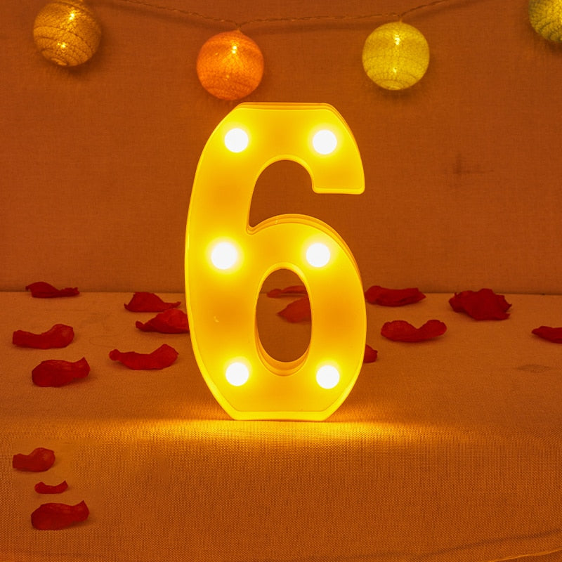 Alphabet Letter LED Lights Luminous Number Lamp Decor Battery Night Light for home Wedding Birthday party Decoration