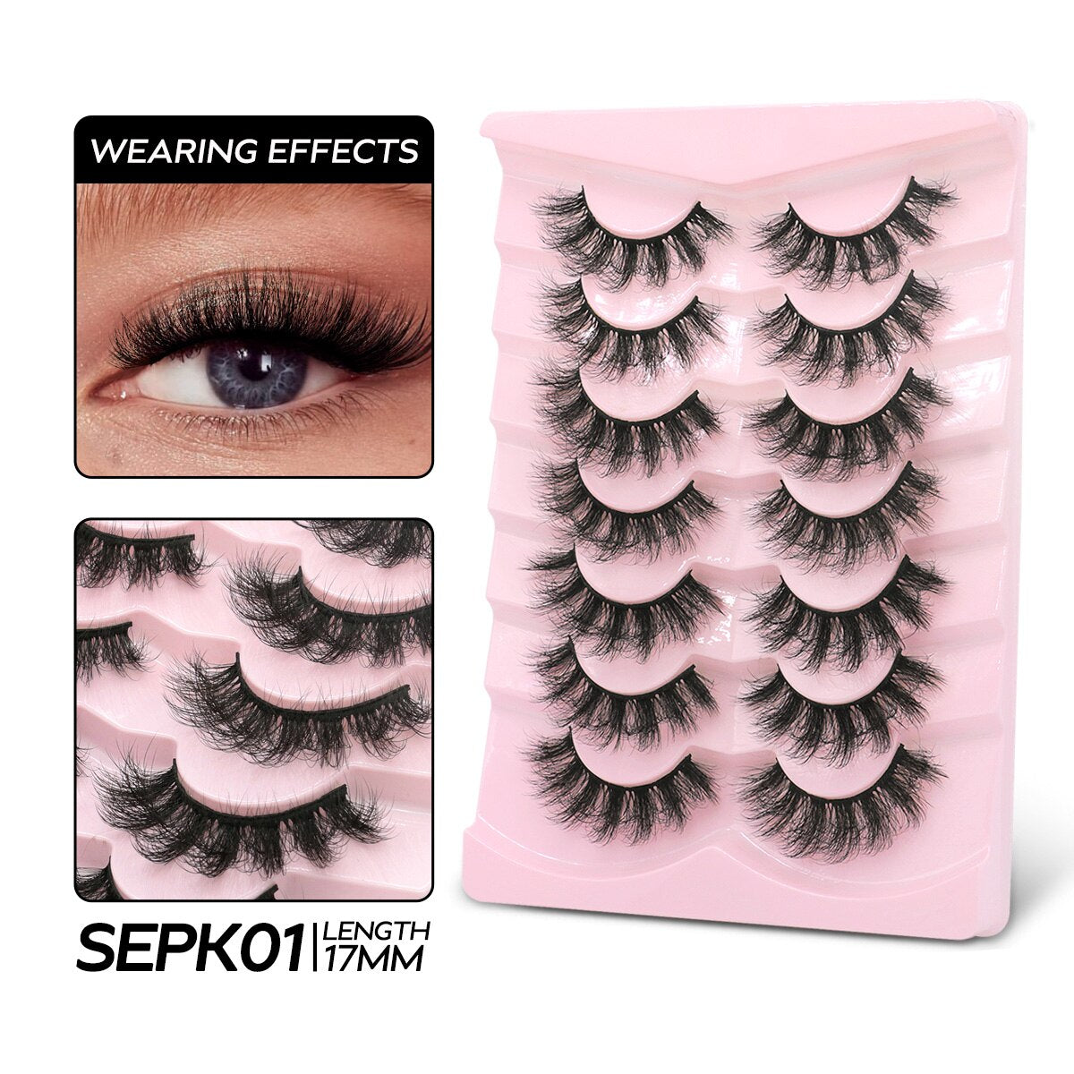 Cat Eye Lashes Fluffy Volume Mink False Eyelashes Winged End Eye Elongated Eyelashes 3D Mink Lashes Thick Fake Eyelash