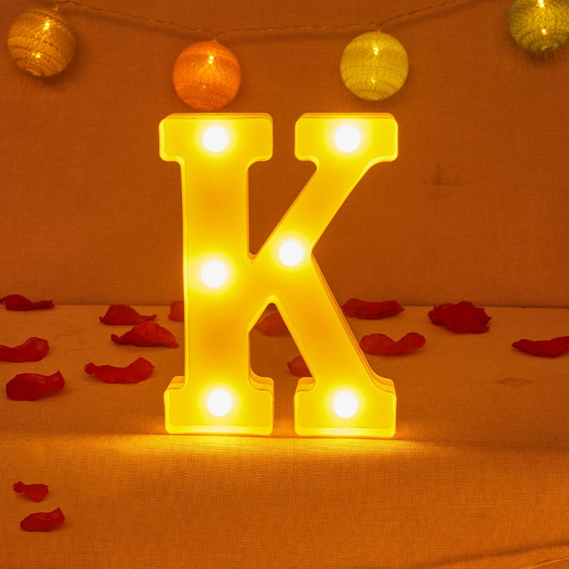 Alphabet Letter LED Lights Luminous Number Lamp Decor Battery Night Light for home Wedding Birthday party Decoration