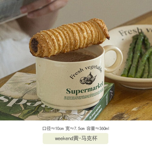 Korean Alphabet Ceramic Plate Bowl Tableware Household Various Butter Mug Water Cup Creative Household Dish Soup Plate Cup