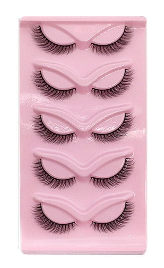 3D Cat Eyelashes 5 Pairs Faux Mink Fox Eyelash Winged Fluffy Fake Lashes Maquiagem Natural Long Faux Cils