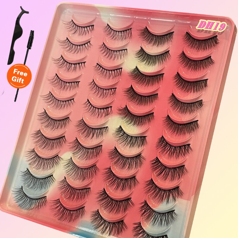 Eyelashes 20Pairs 3D Mink Lashes Fluffy Soft Wispy Natural Cross False Eyelashes Reusable Eyelash Extension