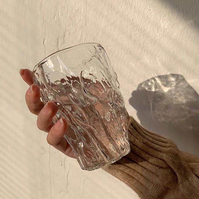 10oz Glass Water Cup Twist Fold Cup Household Fruit Juice Tea Cup Lovely Beer Cup Ins Style Korean Milk Cup Coffee Mug