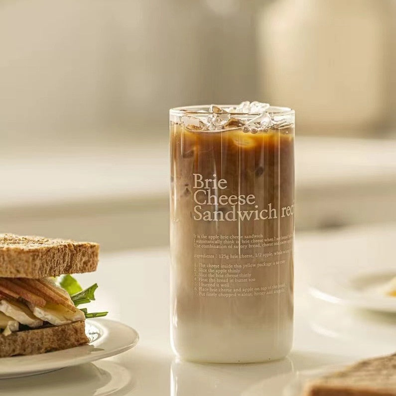 Glass Tumbler Korean Style English Letter Glass Mug Heat Resistant Glass Clear Tumbler Waterbottle Tea Cup Coffee Mug Tumblers