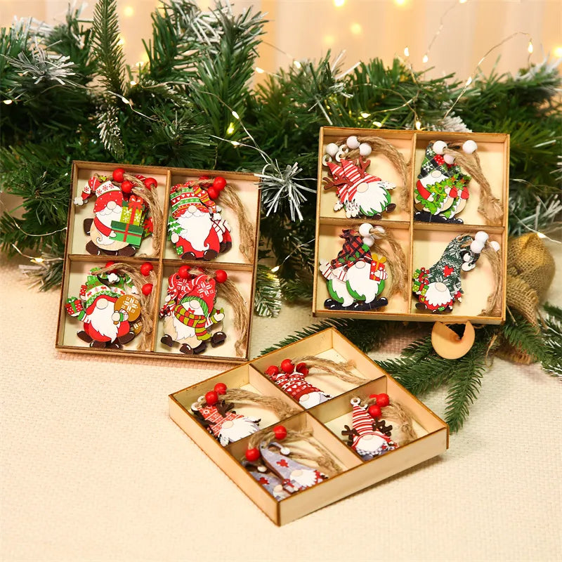 Wooden Christmas Pendant Merry Christmas Decor for Home Navidad Ornaments Christmas Tree Decor Xmas Gifts New Year
