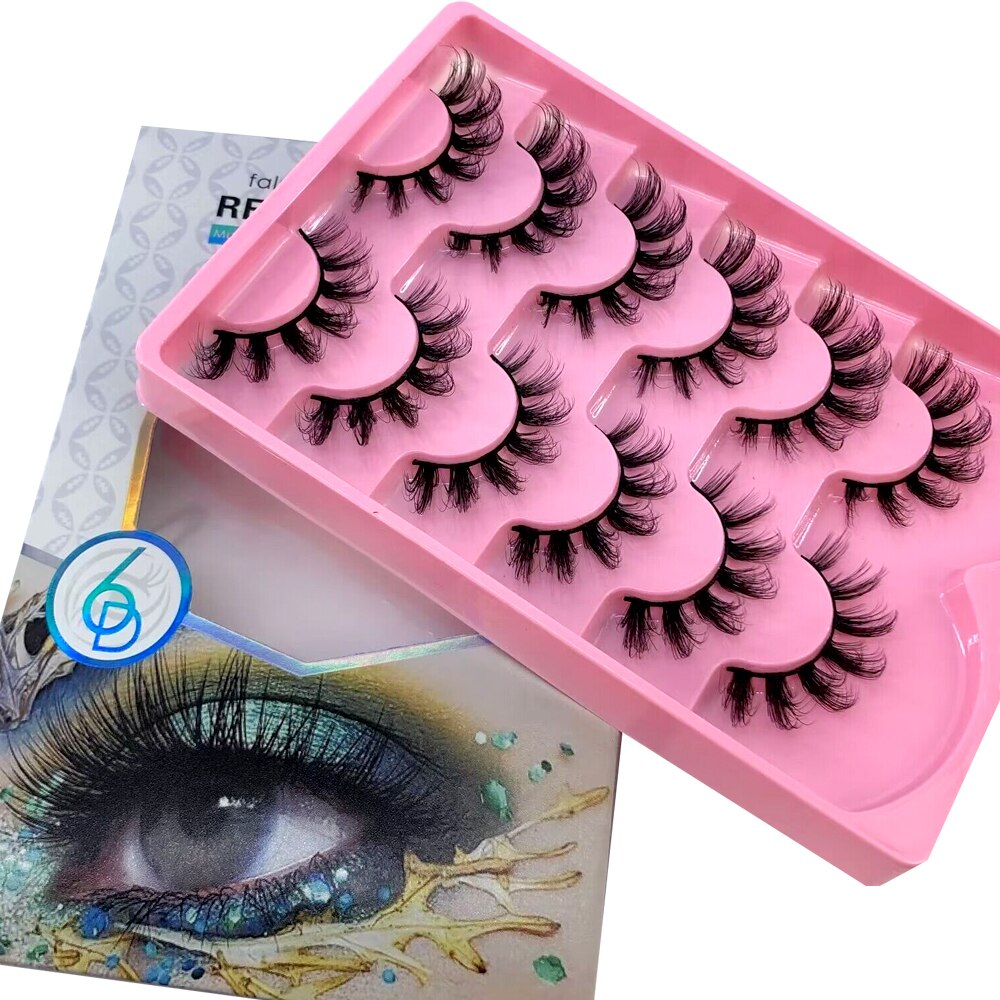 6 Pairs 23mm 3D Mink Lashes Bulk Russian Volume Fluffy Natural False Eyelashes Thick Dramatic Mink Eyelashes