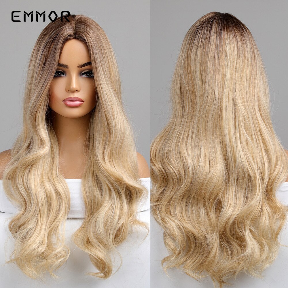 Synthetic Wigs Long Wavy Blonde Natural Hair Wigs for Women Cosplay Wigs Heat Resistant Fiber Hair Wig
