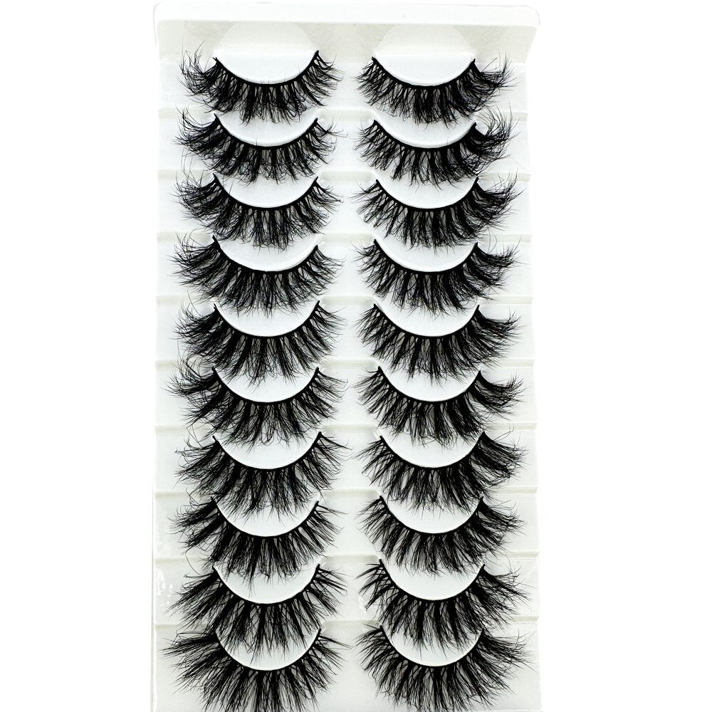 10Pairs Faux 3D Mink Eyelashes Hair Soft False Lashes Fluffy Wispy Thick Lashes Handmade Eyelash Extension