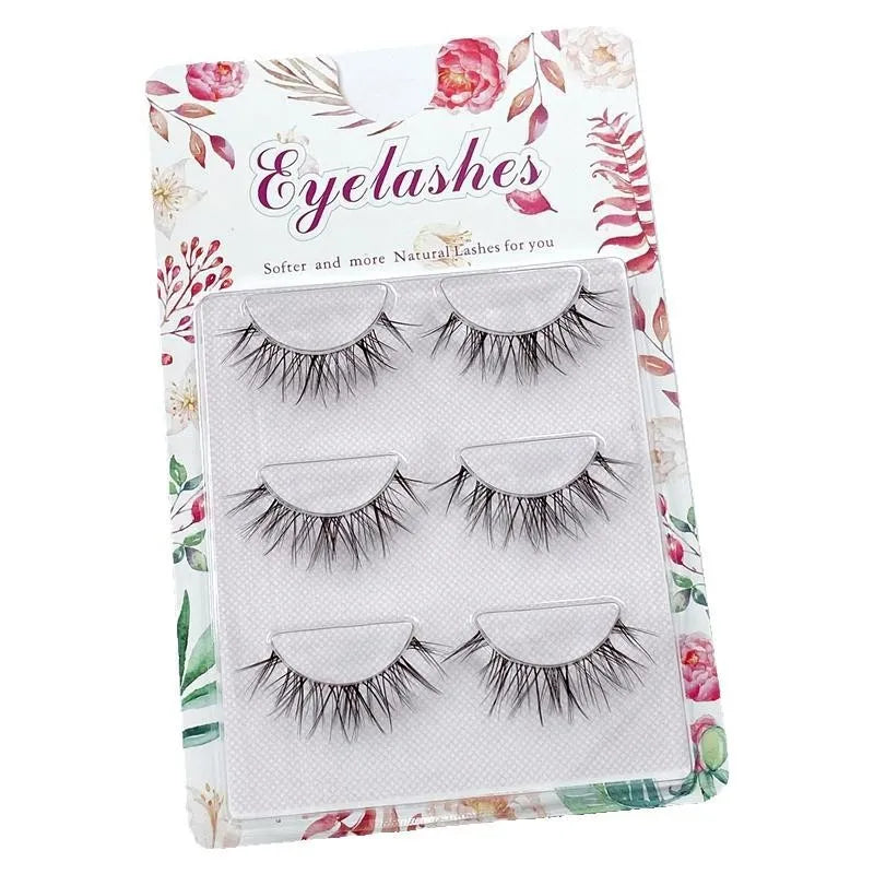 3Pairs Half Eey Lashes 3D Natural Lashes Natural False Eyelashes Wispy Fluffy Eyelash Extension