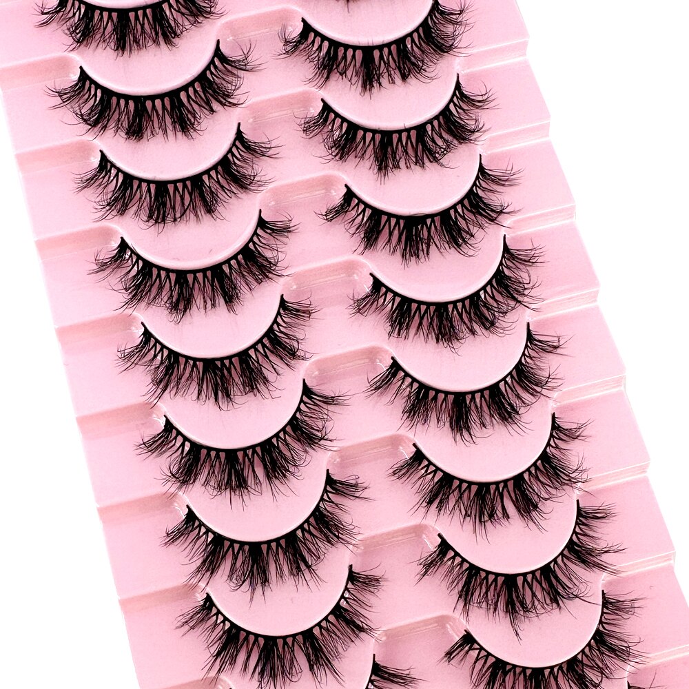10 pairs 3d faux mink false eyelashes natural long messy fake eyelashes crisscross lashes extension fluffy eye lashes