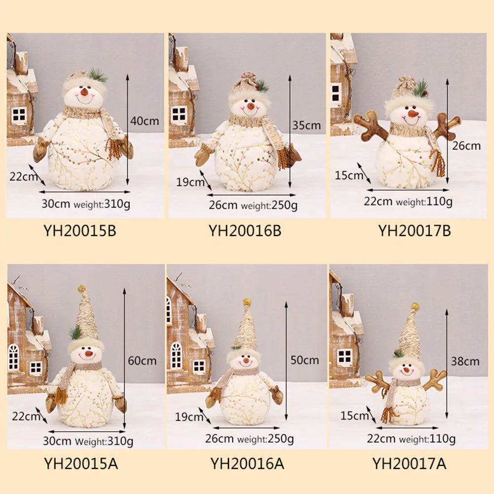 60/50/26cm Big Size Christmas Dolls Decoration Short Plush Printe Santa Claus Snowman Doll for Christmas Tree Ornaments Figurine