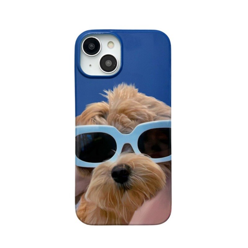 Retro Summer Sunglasses puppy art Phone Case For iPhone 14 13 12 11 Pro Max Case Cute Luxury shockproof Soft Cover