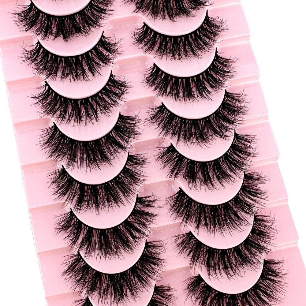 10 pairs 3d faux mink false eyelashes natural long messy fake eyelashes crisscross lashes extension fluffy eye lashes