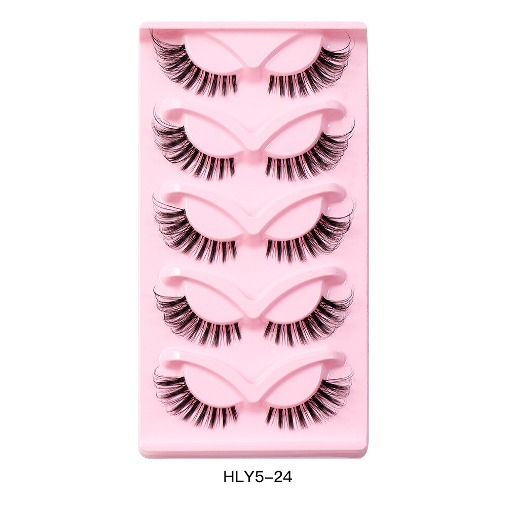 5Pairs Lashes Manga Lashes 3D Clear Band Lashes Natural Look Wispy Mink Eyelashes Fluffy Cat Eye Lashes individual Eyelashes