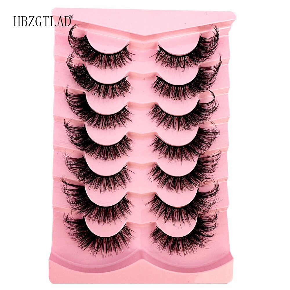 Cat Eye Fluffy lashes Faux Mink Eyelashes Long 7 Pairs Fluffy Mink Lashes Dramatic Volume lashes Extension