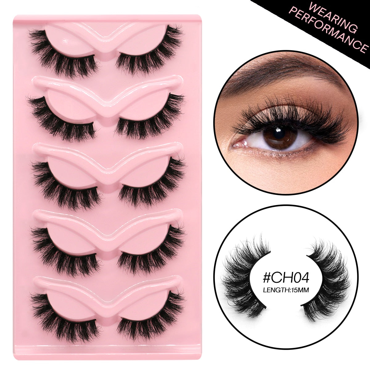 3D Mink Lashes Faux Mink Fluffy Lash 5 Pairs False Eyelashes Cat Eye Thick Mink Lashes Fluffy Short Natural Fake Lashes