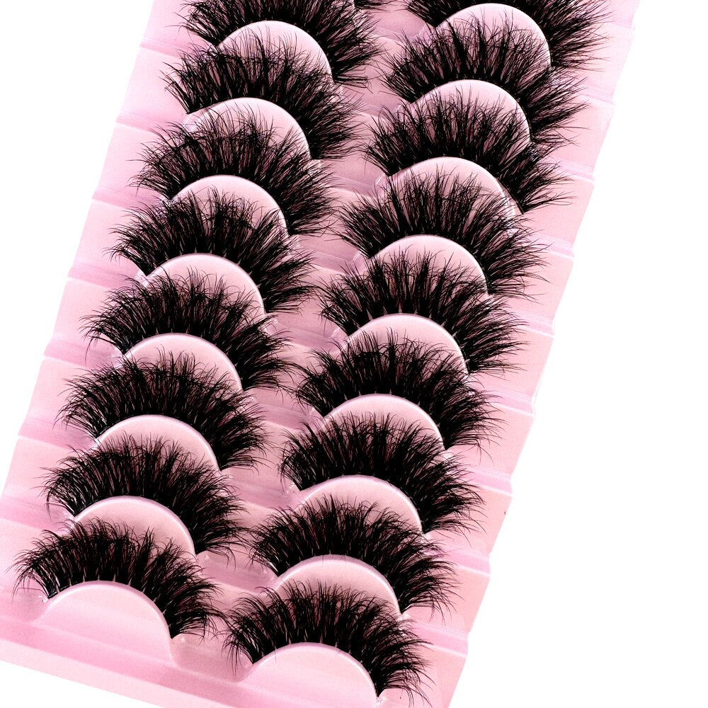 10Pairs 5D Mink Eyelash Winged Thick Long Eyelashes Handmade Transparent Terrier 3dLashes Messy Cross Lash For Eyelash Extension