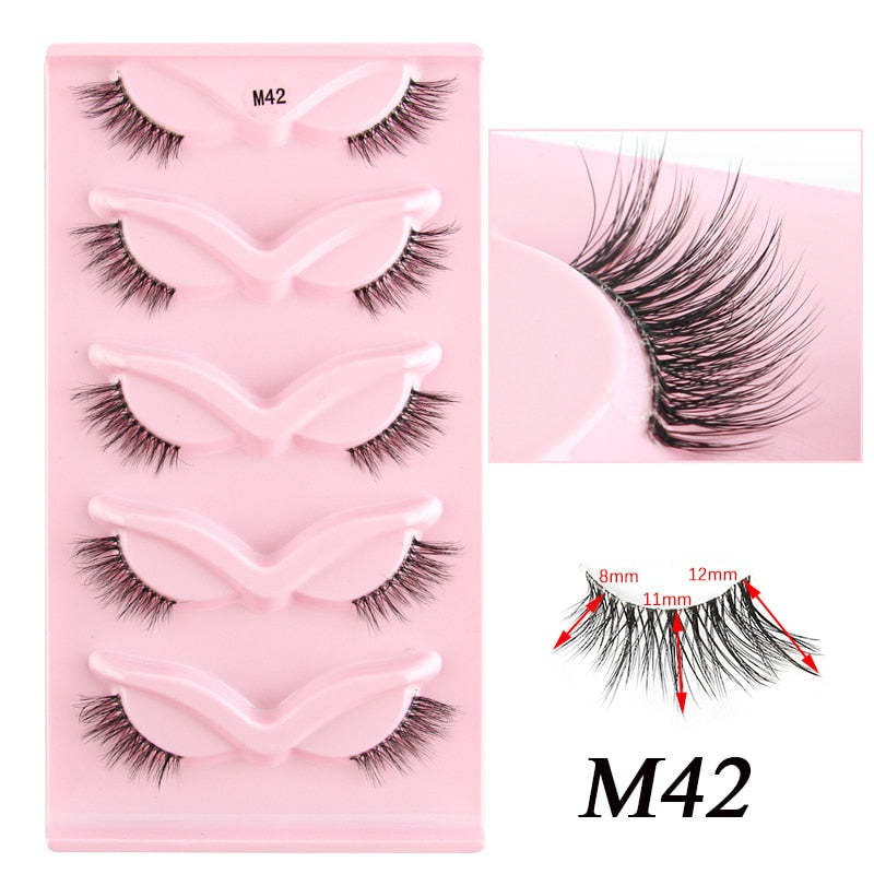 3/5/10 Pairs Half Lashes Fox Eye Wispy Fluffy Faux Cils Natural Winged Fake Eyelashes Half Lashes maquillage