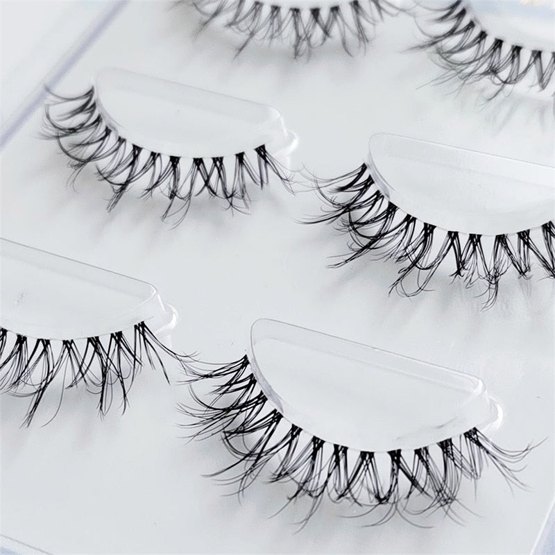 3Pairs Mink Lashes 3D Mink Eyelashes Invisible Band Natural Black Mink False Eyelash Full Strip cilios posticos Reusable