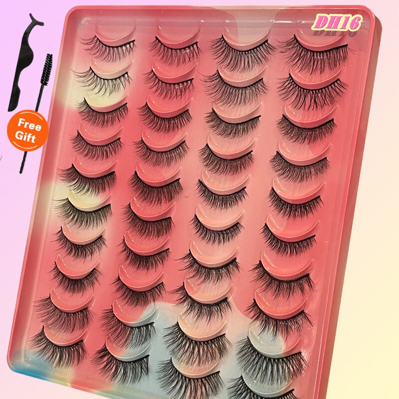 Eyelashes 20Pairs 3D Mink Lashes Fluffy Soft Wispy Natural Cross False Eyelashes Reusable Eyelash Extension