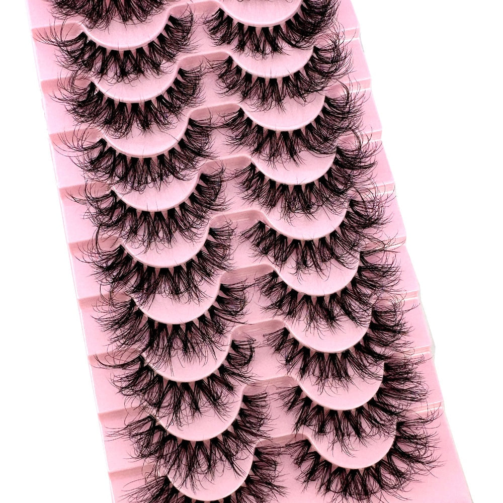 Invisible band Lashes 10 Pairs 3D Faux Mink Lashes Natural short Transparent Terrier Lashes Clear Band Soft Eyelashes Extension