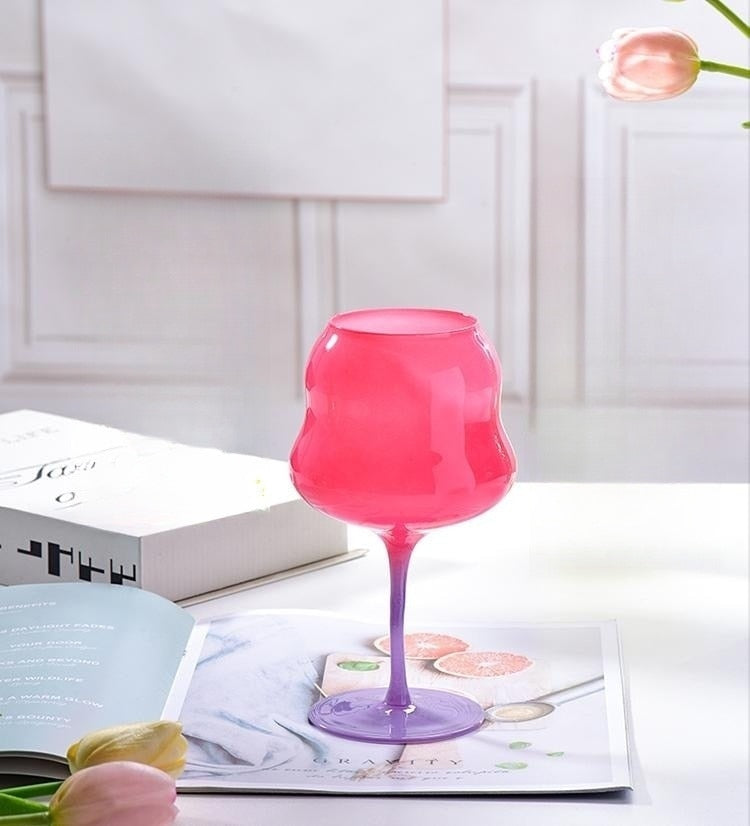 Macaron Colored Vintage Wine Glass Colored Glass Red Wine Goblet Small Fresh Cream Twister