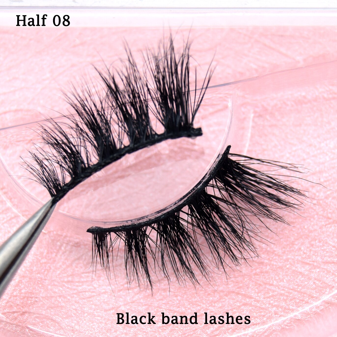 Half Lashes Transparent Stalk Invisible Band Mink Lashes Natual Wispy Half Mink eyelashes Reusable False Eyelashes