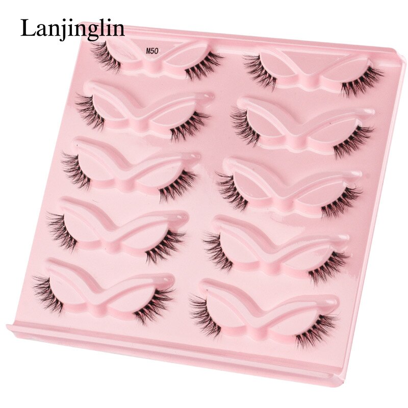 3/5/10 Pairs Half Lashes Fox Eye Wispy Fluffy Faux Cils Natural Winged Fake Eyelashes Half Lashes maquillage