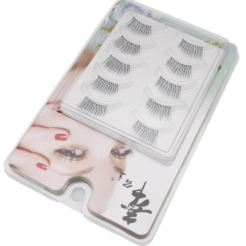 Manga Lashes Faux Cils 3/5/10 Pairs Lashes Soft and Slender False Eyelashes Transparent Stem Eyelashes Lash Extension