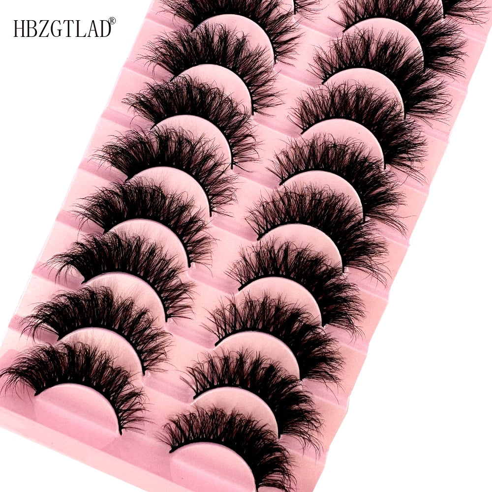 10 pairs 3d faux mink false eyelashes natural long messy fake eyelashes crisscross lashes extension fluffy eye lashes