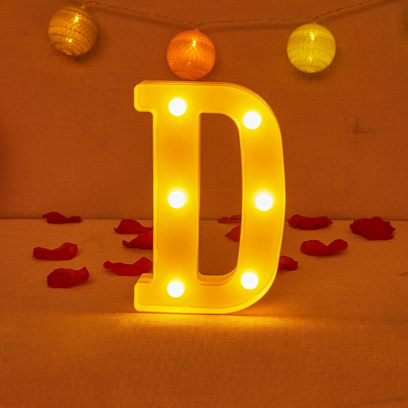 Alphabet Letter LED Lights Luminous Number Lamp Decor Battery Night Light for home Wedding Birthday party Decoration