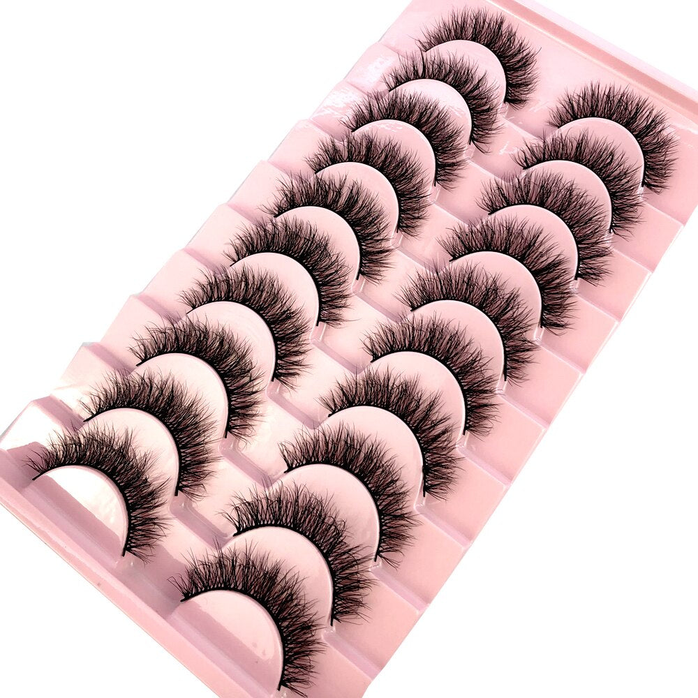 10 pairs Natural Lashes 3D Mink Lashes Faux Mink Fluffy Lash Soft Full Thick Wispy Eyelash Dramatic False Eyelashes