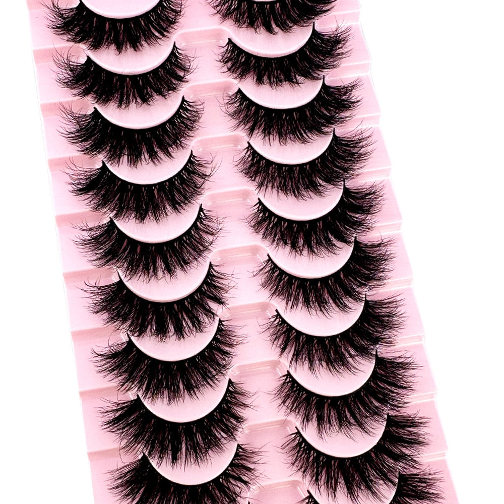 10 pairs 3D Faux Mink Lashes Wispy Natural False Eyelashes Dramatic Volume Lashes Eyelash Extension