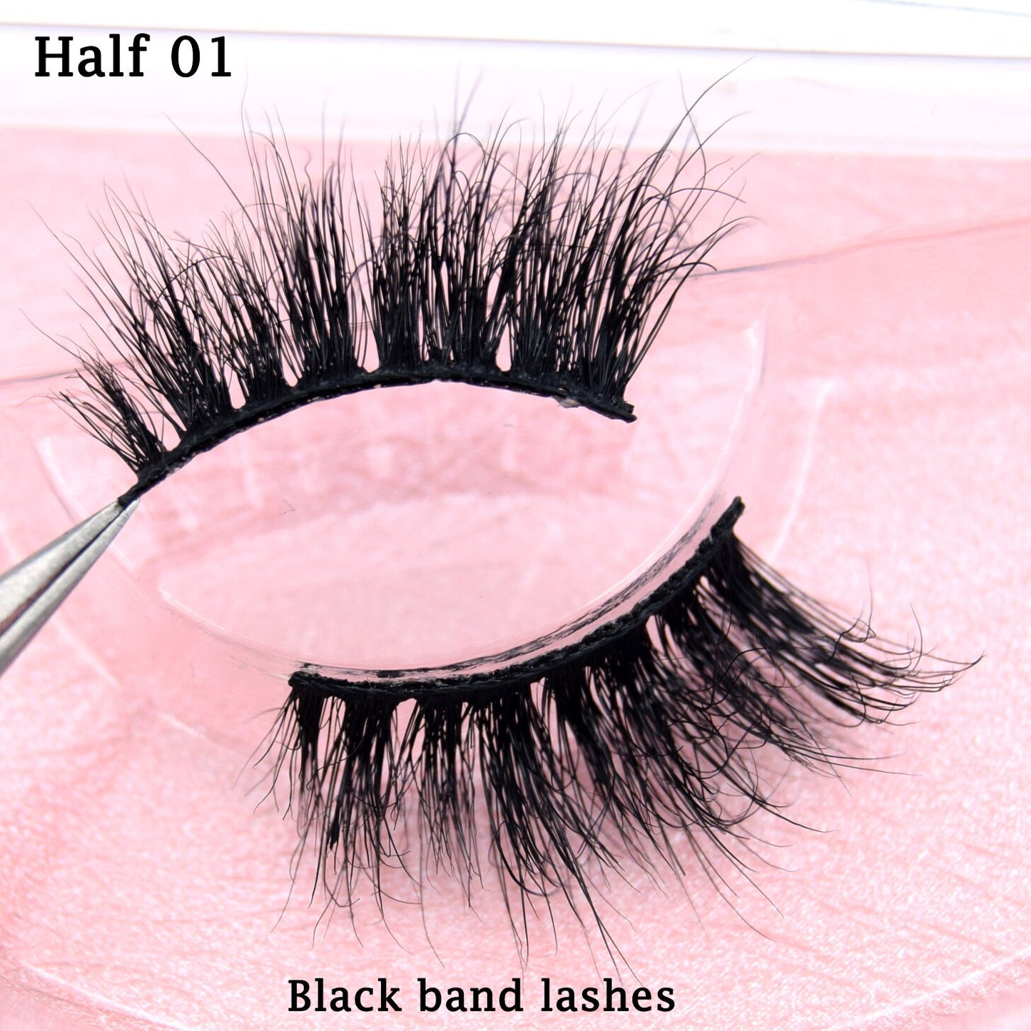 Half Lashes Transparent Stalk Invisible Band Mink Lashes Natual Wispy Half Mink eyelashes Reusable False Eyelashes
