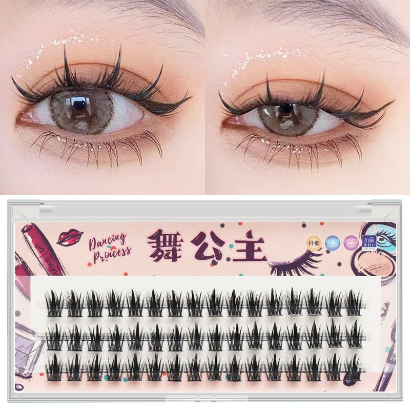 Manga Lashes 3 Rows 3D Faux Mink Lashes Natural False Eyelashes Anime Lashes Soft Light Natural Eyelashes Extension