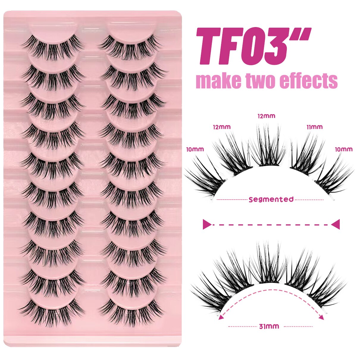 Cat Eye Lashes Invisible Band Natural Eyelashes Winged End Eye Elongated Cross Cluster Fairy 3D Faux Manga Lashes